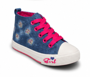 Basket Montante Fille Bleu & Rose