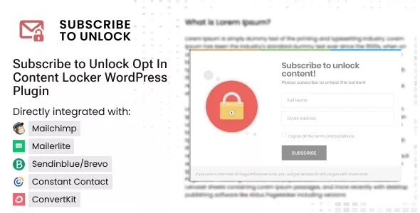 Subscribe to Unlock Opt In Content Locker WordPress Plugin
