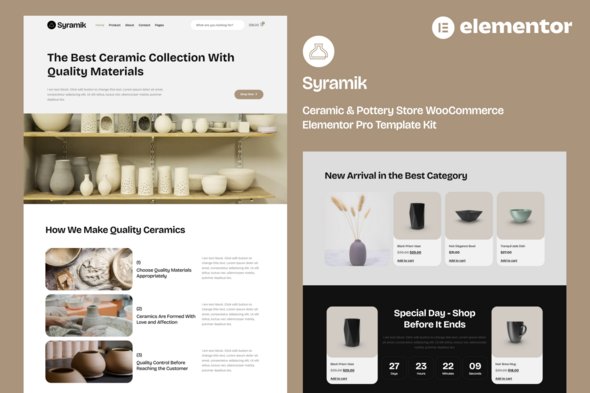 Syramik - Ceramic & Pottery Store WooCommerce Elementor Pro Template Kit