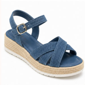 Sandales compensées en jean